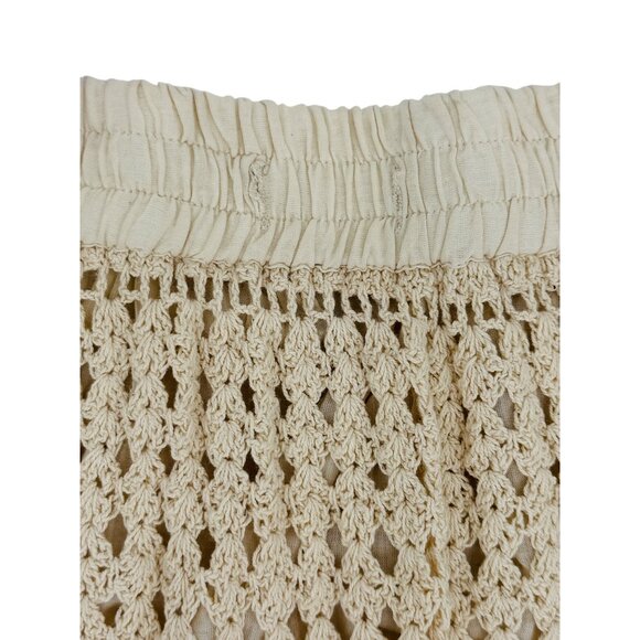 Vtg 90s Artelier Nicole Miller Beige Crochet Scalloped Skirt | Coastal Boho Y2K - Picture 5 of 16